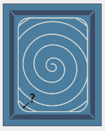 A blue rectangular object with a spiral pattern
Description automatically generated